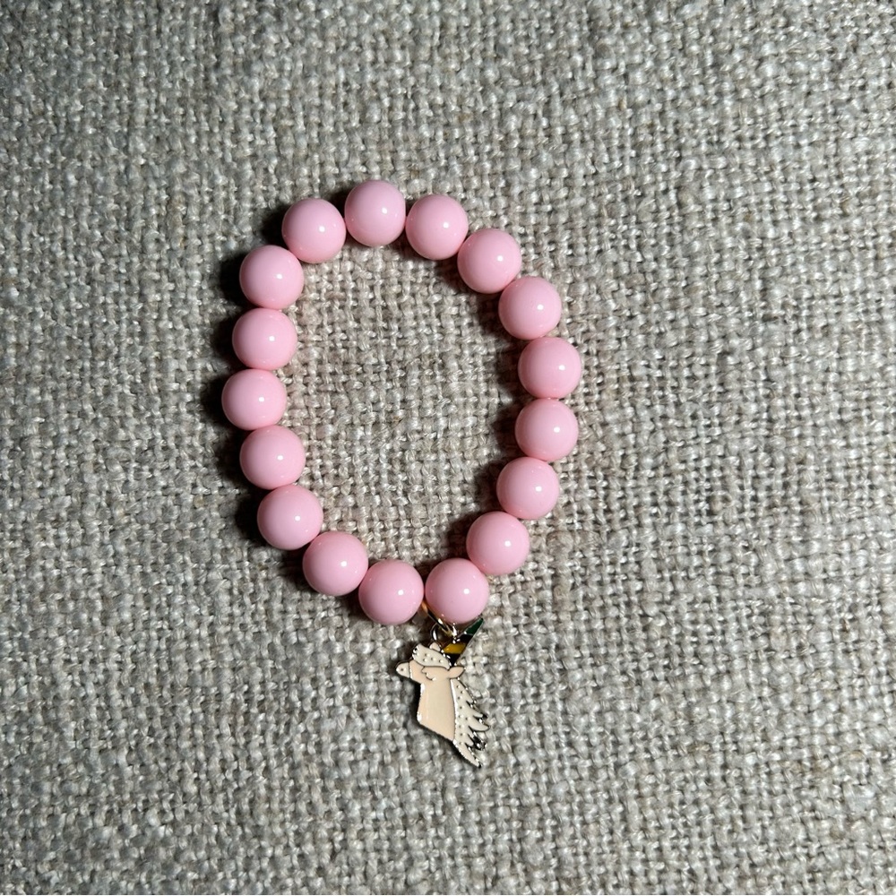 Pink Beaded Unicorn Charm Bracelet for Kids